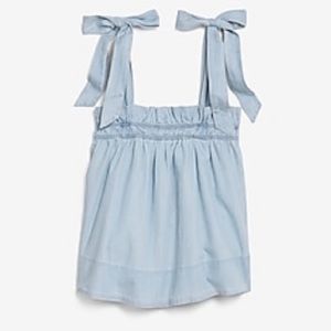 Express Denim Cropped Tie Strap Tank